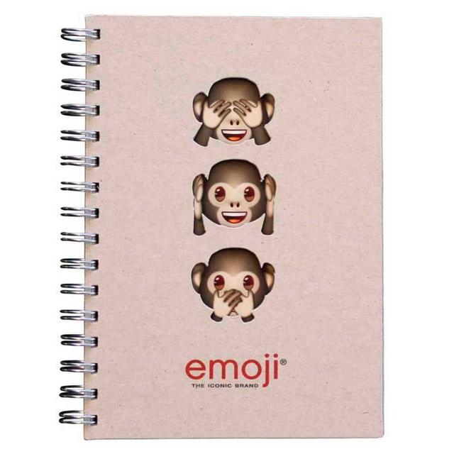 emoji - Three Monkeys Wire-O A4 Notebook - Brown