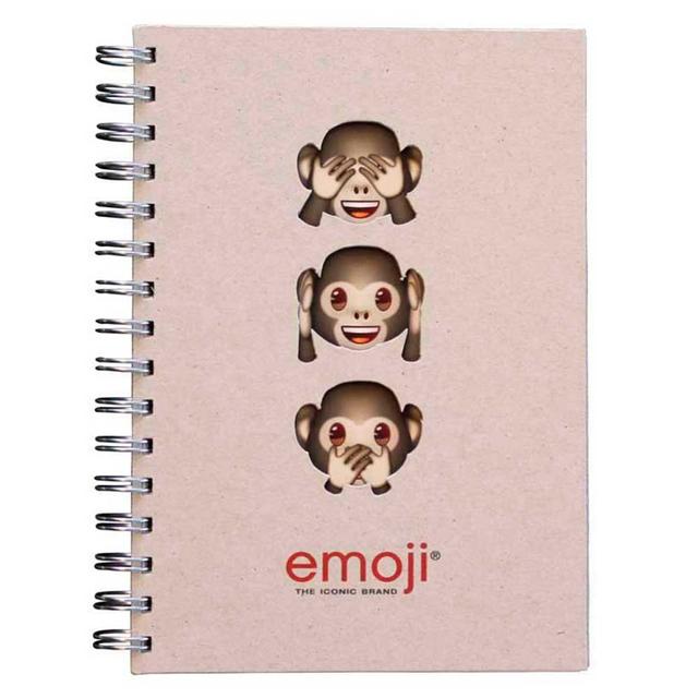 emoji - Three Monkeys Wire-O A5 Notebook - Brown