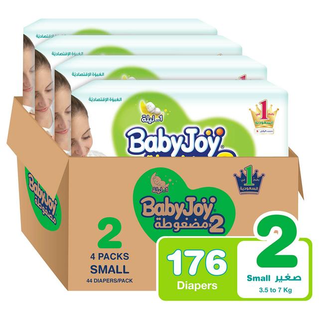 Babyjoy 2x Diaper, Small Size 2, Count 176, 3.5-7kg