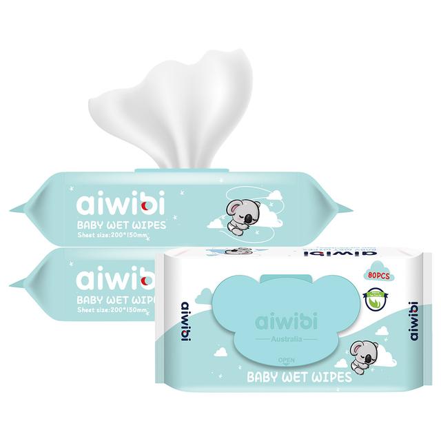 Aiwibi - Natural Tea Tree Oil Baby Wet Wipes 80's - Pack of 3