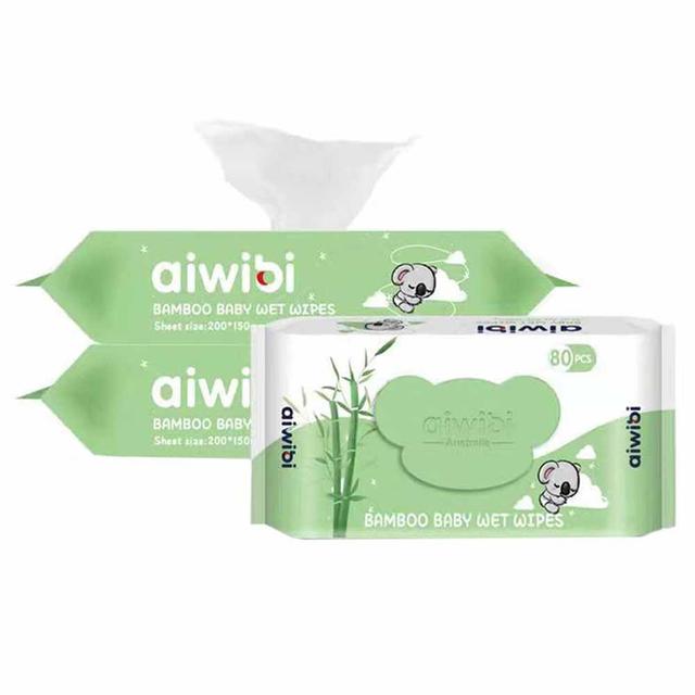 Aiwibi - Bamboo Baby Wet Wipes 80's - Pack of 3