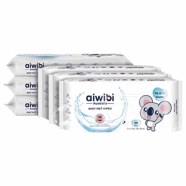 Aiwibi - 99.91% Pure Water Premium Baby Wet Wipes - Packof 6 - 120 Pcs