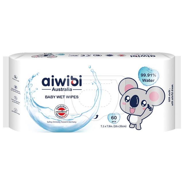 Aiwibi - 99.91% Water Baby Wet Wipes 60pcs