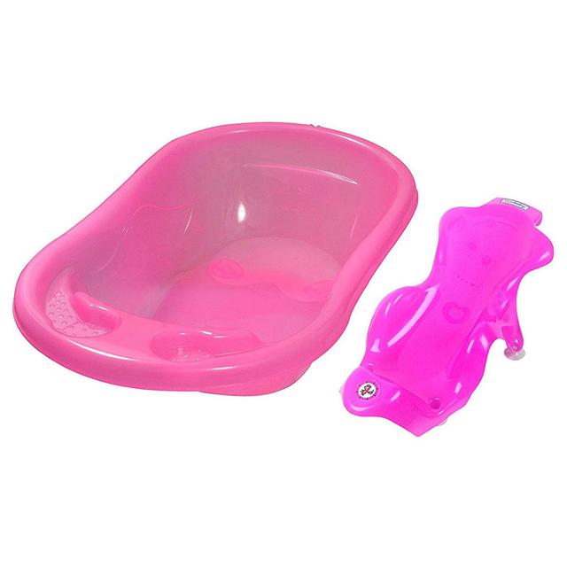 SunBaby - Plastic Bathtub w/ Bath Seat Sling - Pink