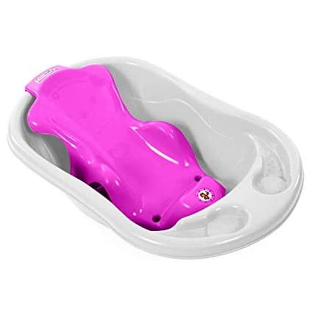 SunBaby - Plastic Bathtub w/ Bath Seat Sling - White/Pink