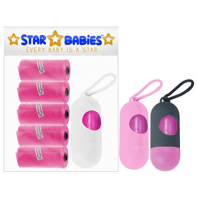 Star Babies - Pack of 5/75 Bags Scented Bag Pink & Assorted Dispenser