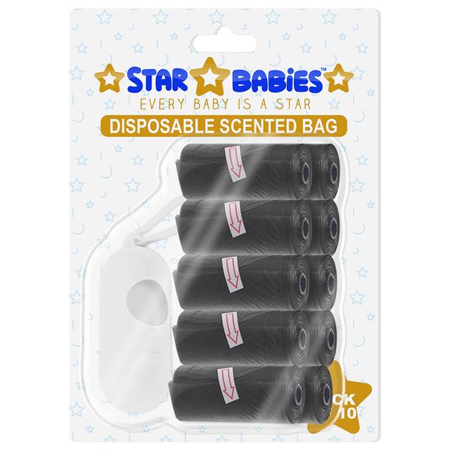 Star Babies - Scented Bag W/ Dispenser Blister - Pack of 10/150 Bags - Black