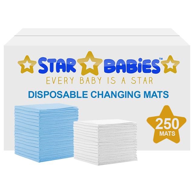 Star Babies - Disposable Changing mats (45x60cm) Large, Pack of 250 - Blue/White