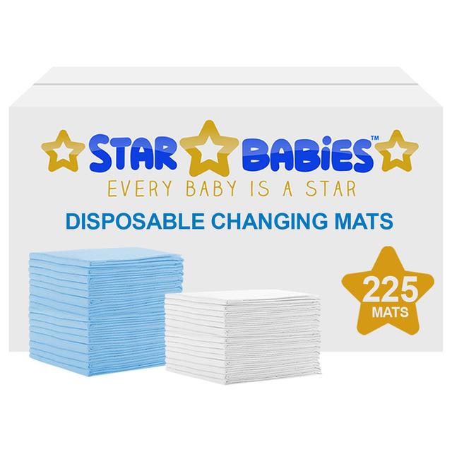 Star Babies - Disposable Changing mats (45x60cm) Large, Pack of 225 - Blue/White