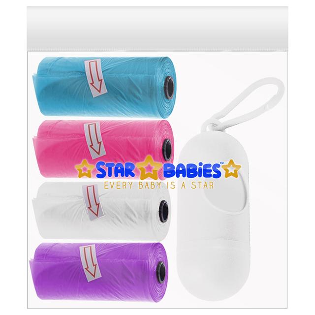 Star Babies - Scented Bag 4 Packs/60 Bags & Dispenser - Blue/Pink/White/Lavender