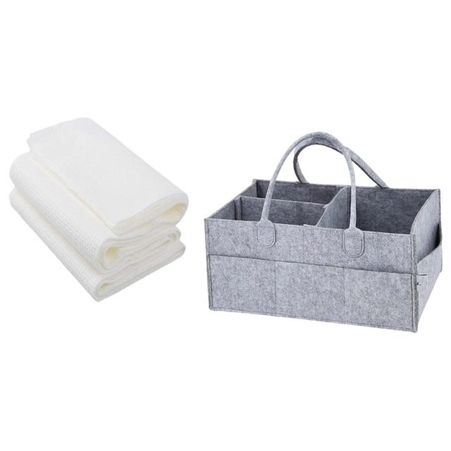 Star Babies - Caddy Diaper Bag Organizer & Disposable Towel 3pcs - Grey