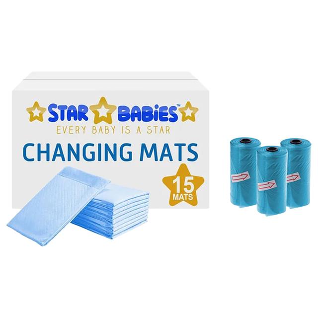 Star Babies - Changing Mat 15pcs & Scented Bag 3pcs - Blue