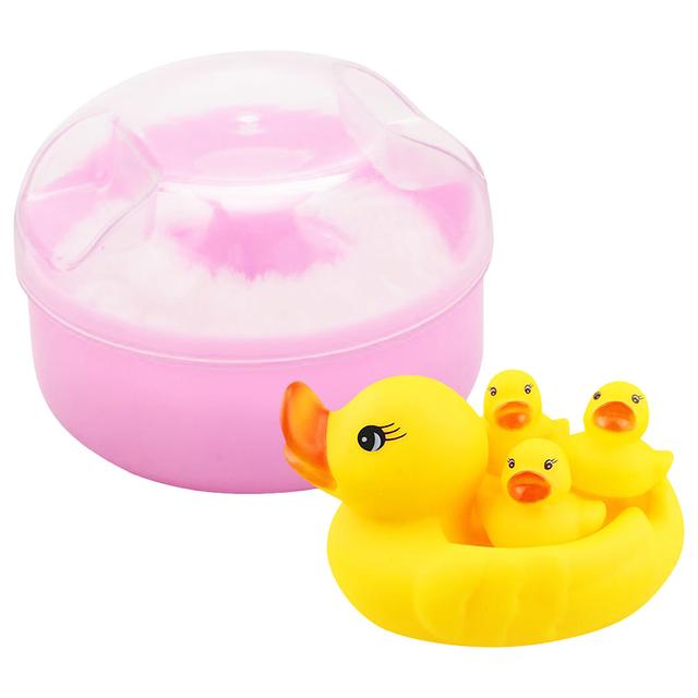 Star Babies - Powder Puff w/ Rubber Duck - Pack Of 2 - Pink/Yellow