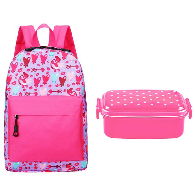 Star Babies - Kids School Bag - 10.24-Inch w/ Lunch Box Set - Pink