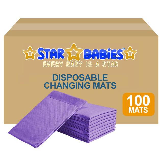 Star Babies - Disposable Pack Of 100 Changing mats (45x60cm) Large, - Lavender