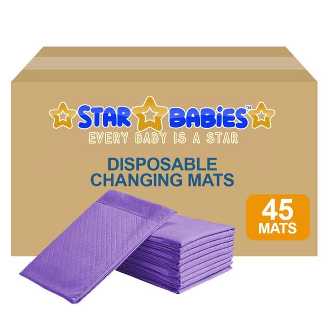 Star Babies - Disposable Pack Of 45 Changing mats (45x60cm) Large, - Lavender