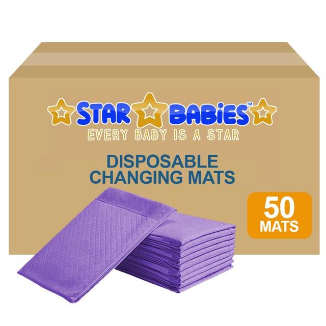 Star Babies Disposable Changing Mat Value Pack of 50 - Lavender