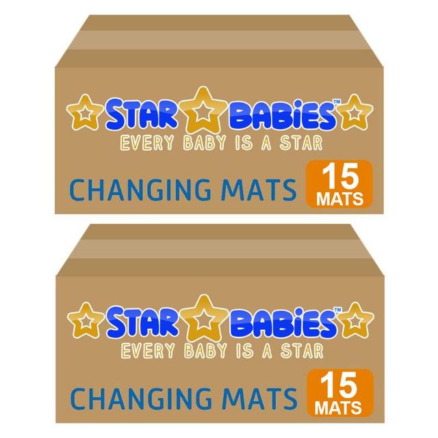 Star Babies - Pack of 15 Disposable Changing mats (45x60cm) Large, B1G1 - Blue