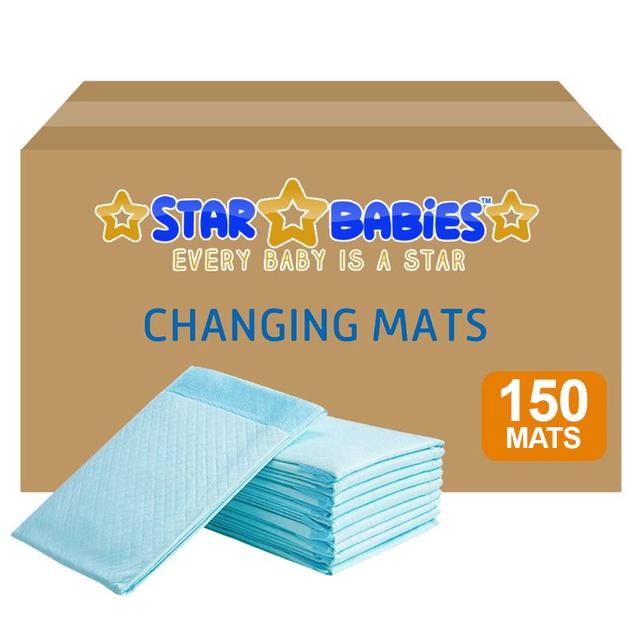 Star Babies - Disposable Changing mats (45x60cm) Large, Pack of 150 - Blue