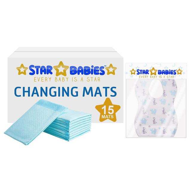 Star Babies - Disposable Changing Mats W/ Bibs - 15pc-Set