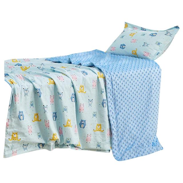 MeeMee - Organic Cotton Quilted Blanket - Blue - Pack of 2