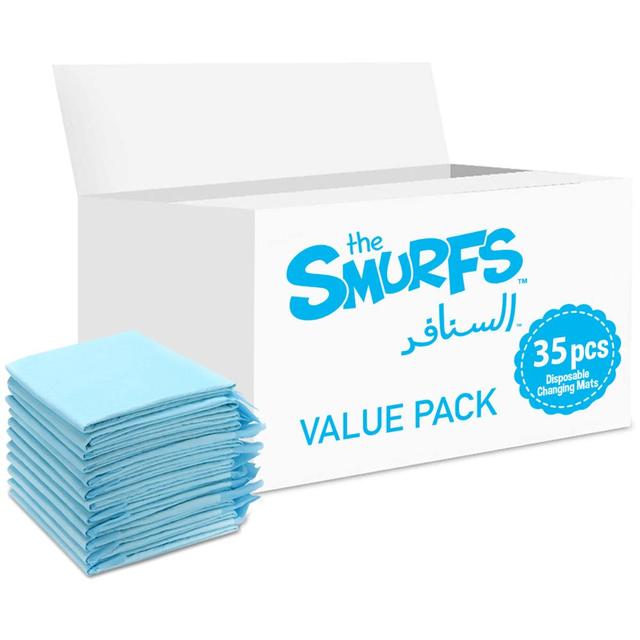 Smurfs - Disposable Changing Mats, 35 Counts-Blue