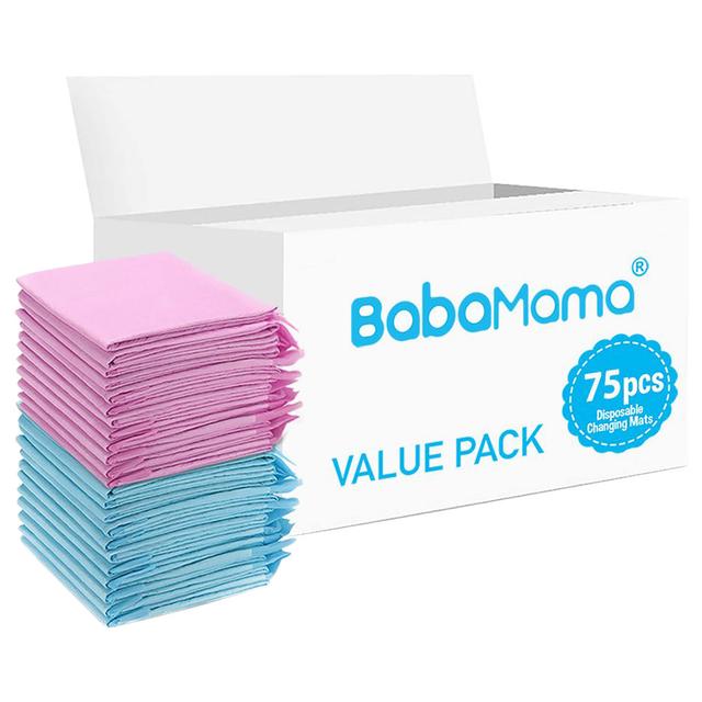 BabaMama - Disposable Changing Mats - 75pcs - Pink/Blue