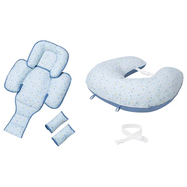 Clevamama - Clevacushion Nursing Pillow & Baby Nest - Blue Stars