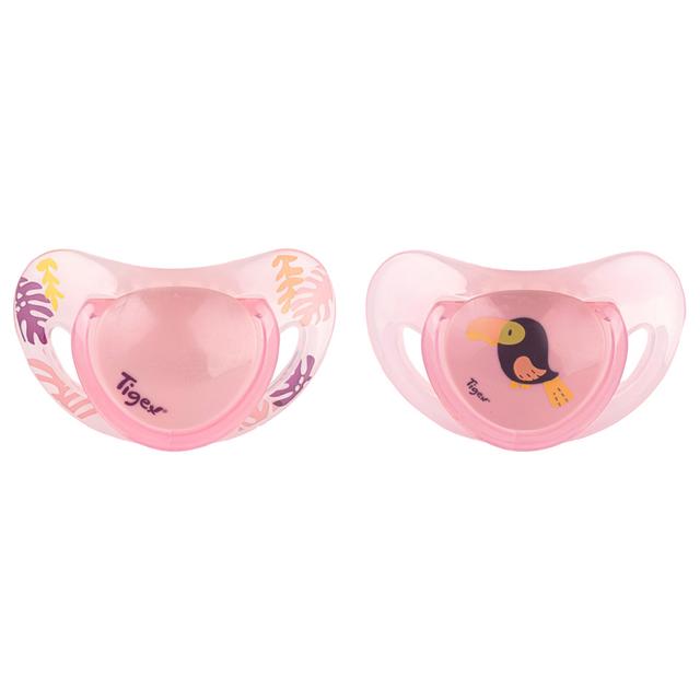 Tigex - Smart Silicone Pacifiers 6m+ - Pack of 2 - Toucan Girl - Pink