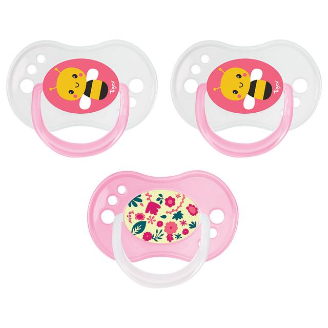 Tigex - Reversible Silicone Pacifiers 0-6m - Pack of 3 - Pink - Pink