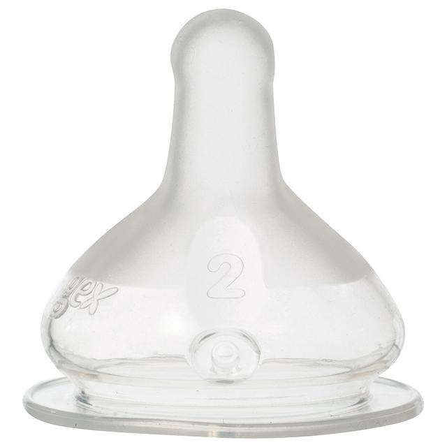 Tigex - 3 Speed Wide Neck Silicone Teats 6m+ - Pack of 2 - Clear