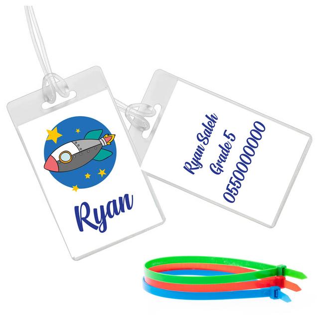 Twinkle Hands - Space Rocket Luggage Tag - Blue