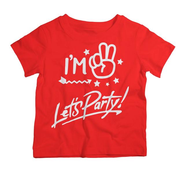 Twinkle Hands - Birthday T-Shirt I am Two Lets Party - Red