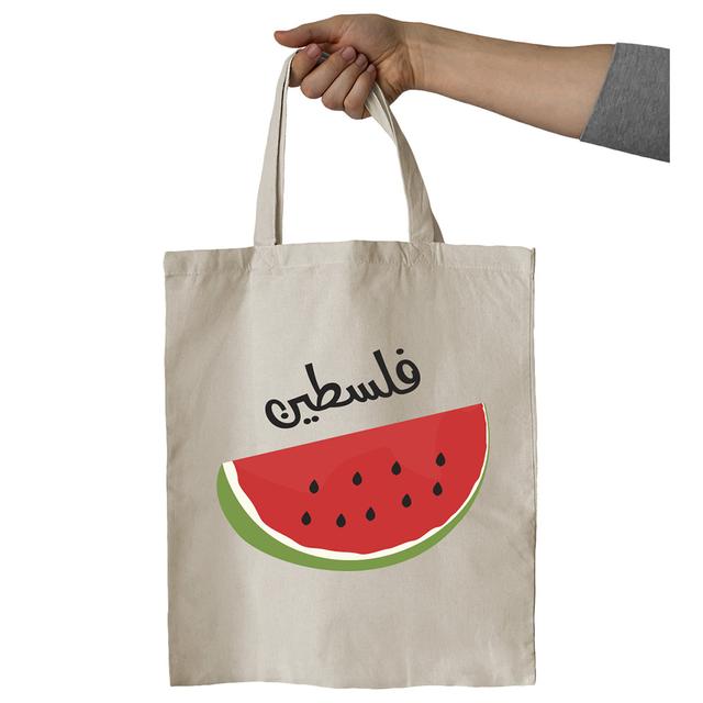 Twinkle Hands - Palestine Watermelon Tote Bag - Beige