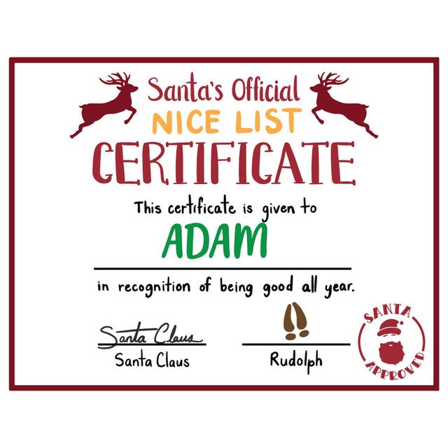 Twinkle Hands - Santa's Nice List Certificate 1 - Christmas