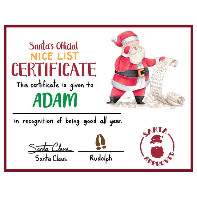 Twinkle Hands - Santa's Nice List Certificate 7 - Christmas