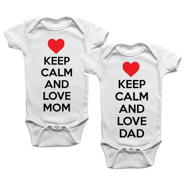 Limited Edition - Keep Calm Love Mom Dad 2pcs Twins Onesies