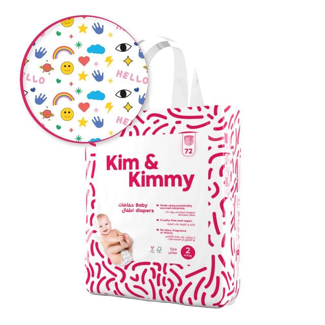 Kim & Kimmy - Funny Icons Diapers 4-8kg Size 2 - 72pcs