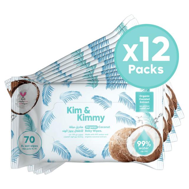 Kim & Kimmy - Coconut Wipes - 70pc - Pack of 12