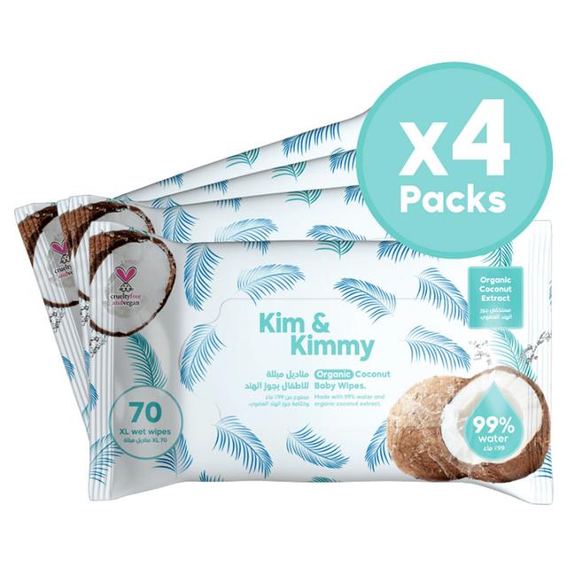 Kim & Kimmy - Coconut Wipes - 70pc - Pack of 4