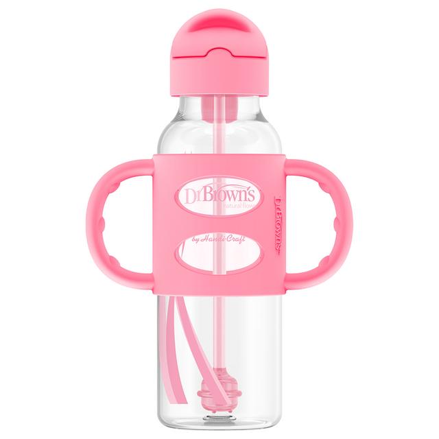 Dr. Brown's - Sippy Straw Bottle w/ Silicone Handles 250ml - Pink