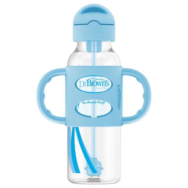 Dr. Brown's - Sippy Straw Bottle w/ Silicone Handles 250ml - Blue