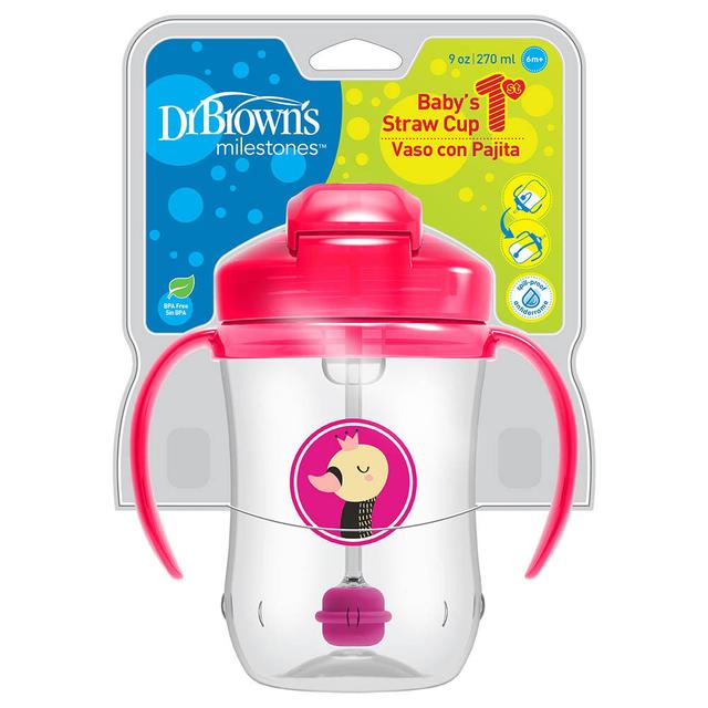 Dr. Brown's - 270 ml Baby's First Straw Cup w/ Handles - Pink