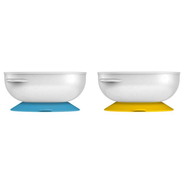 Dr. Brown's - No Slip Suction Bowl - Pack of 2 - Yellow/Blue