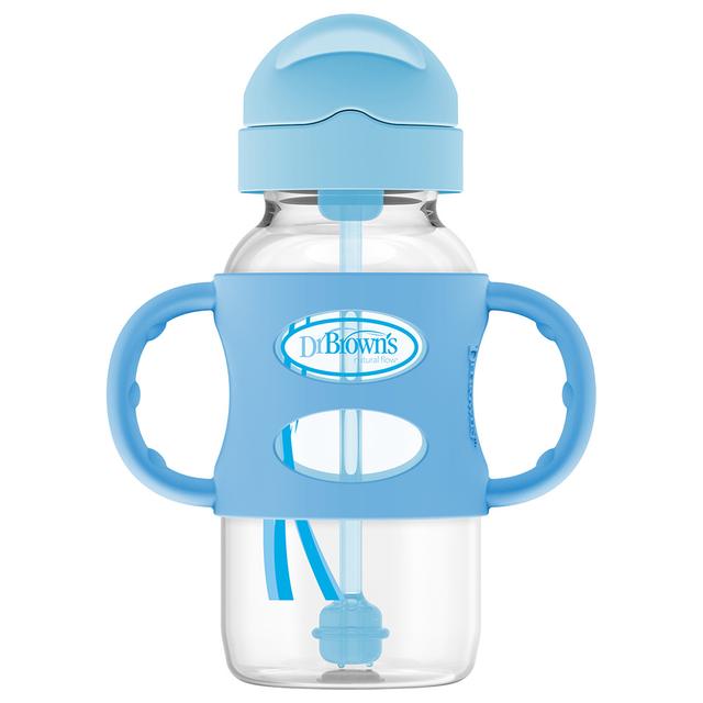 Dr. Brown's - Sippy Straw Bottle w/ Silicone Handles 270ml - Blue