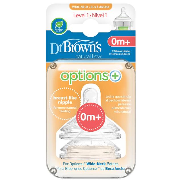 Dr. Brown's - Level 1 Wide-Neck Silicone Options+ Nipple 2pcs