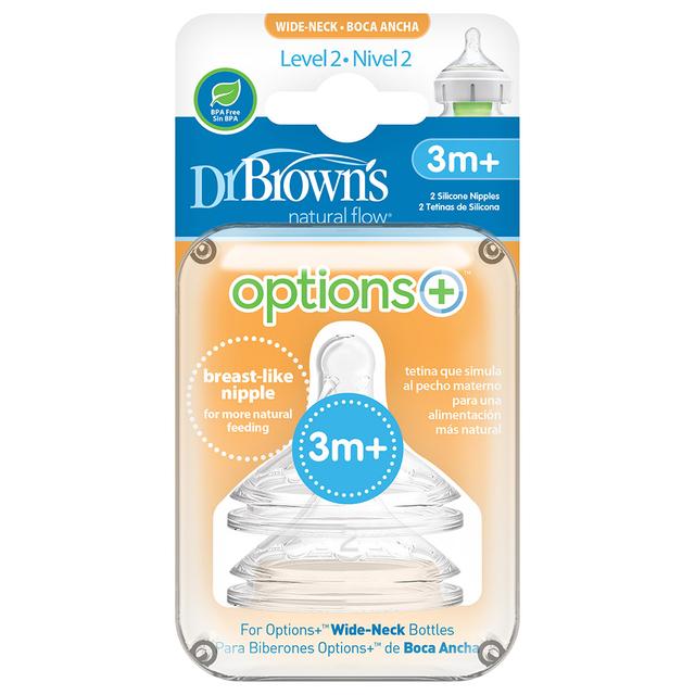 Dr. Brown's - Level 2 Wide-Neck Silicone Options+ Nipple - Pack of 2