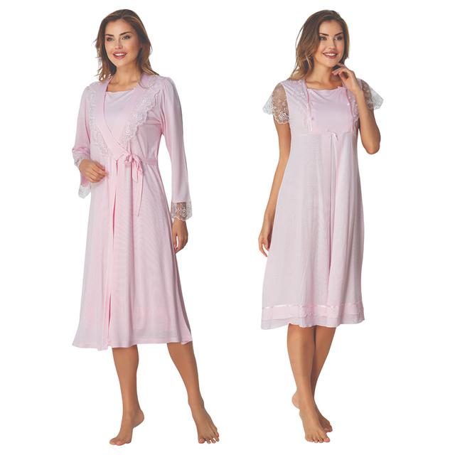 Mini Plum - 2pc-Set - Lacey Maternity Nightwear - Pink